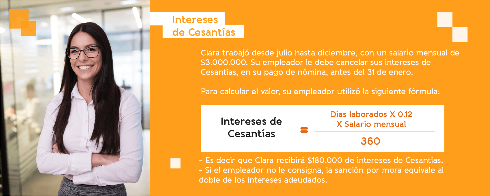 Ejemplo de cálculo de intereses de Cesantías